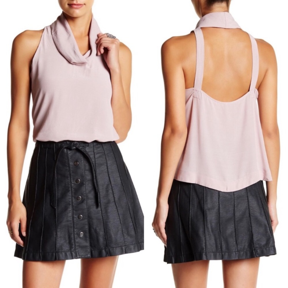 Free People City Lights cutout detail sleeveless top light pink